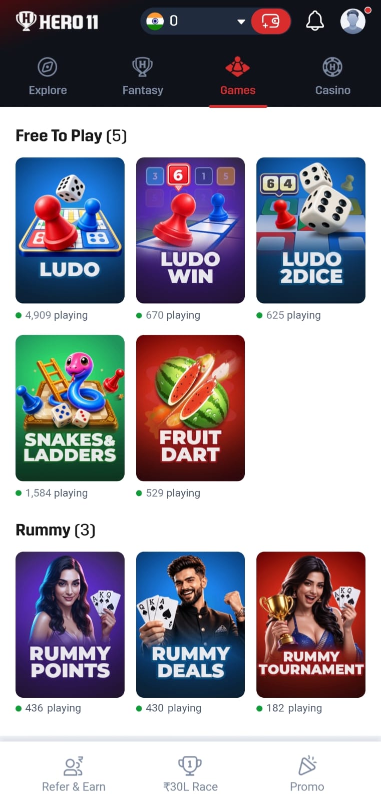 Hero11 Games tab photographed on 23 October 2026.